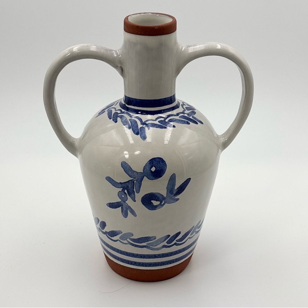 Anthropologie The Mediterranean Dish Terracotta Oil Cruet Blue Brown‎ White